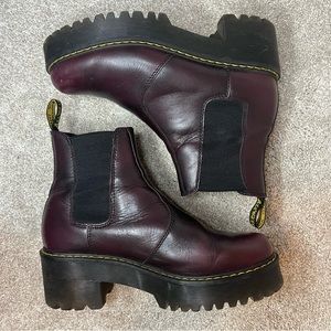 Dr. Martens Rometty Platform Heeled Leather Chelsea Boots Burgundy (RUNS LARGE)